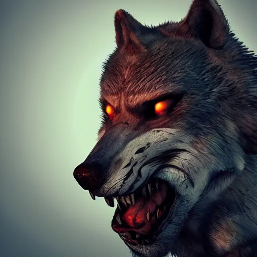 Image similar to alpha wolf head, scarred eye, head, digital art, highly detailed, artstation, unreal 5