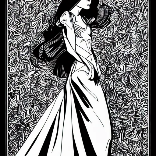 Image similar to elegant lady, lineart, Barry Kitson