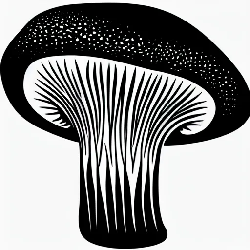 Image similar to flat single tone black vector silhouette of a mushroom, pure white background, 4 k resolution