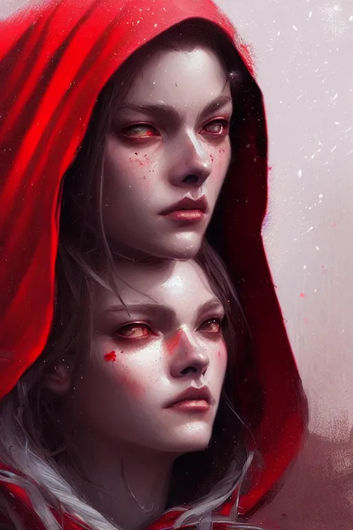 Image similar to a detailed beautiful portrait of red riding hood, intricate, highly detailed, digital painting, artstation, concept art, sharp focus, illustration, art by greg rutkowski and Ross Tran