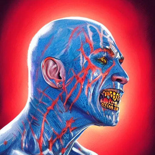 Prompt: Bright, colorful, realistic Serial killer rpg single individual headshot gore covered with scars and tattoos screaming, backlighting, kodachrome, high contrast, highly detailed, sharp focus, digital painting, concept art, illustration, trending on artstation, comic book by Alex Ross cover art