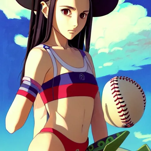 Image similar to beautiful boyish natalie portman alluring gravure model in majora's mask, wearing wooden mask and baseball cap and leotard, street wear with subtle mayan patterns, aztec bathing suit, gapmoe yandere grimdark, trending on pixiv fanbox, painted by greg rutkowski makoto shinkai takashi takeuchi studio ghibli, akihiko yoshida