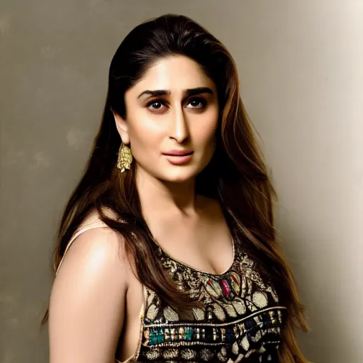 Image similar to amazing portrait of kareena kapoor, 1 0 0 mm, natural lighting, hyper realistic