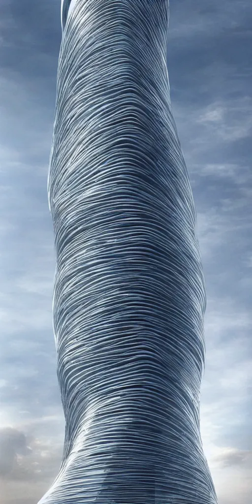 Image similar to epic futuristic tower, highly detailed, realistic, by zaha hadid