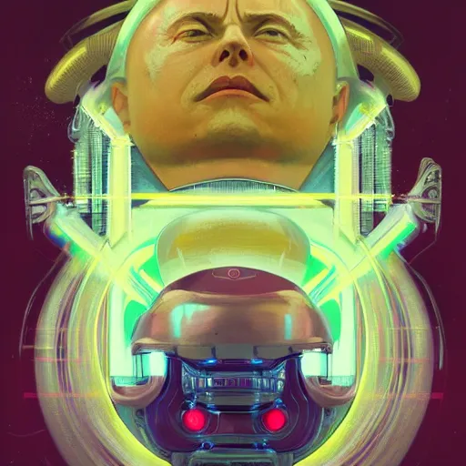 Prompt: centered painted portrait, Elon MUsk as MODOK, matte painting concept art, beautifully backlit, colourful, swirly vibrant color lines, winning-award masterpiece, fantastically gaudy, aesthetic octane render, 8K HD Resolution, by Mucha and Victo Ngai and Kilian Eng and Jake Parker and ilya kuvshinov and Cushart Krentz and Gilleard James