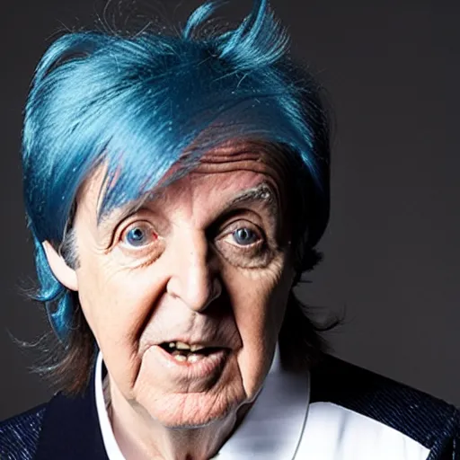 Image similar to paul mccartney with blue hair