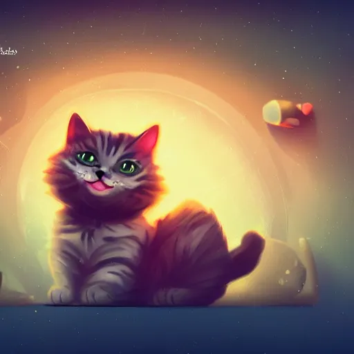 Image similar to cat theme logo, cat theme banner, cat design, a smiling cat, art photography style, trending on artstation, warm light, lovely and cute, fantasy art, 8 k resolution