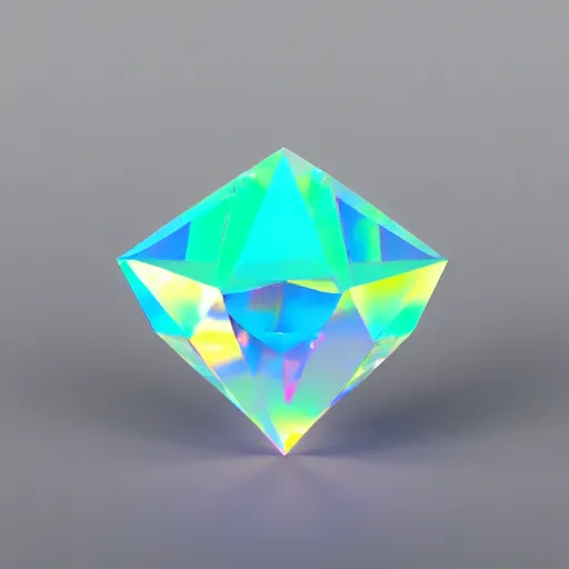 Prompt: low poly iridescent transparent diamond, prism