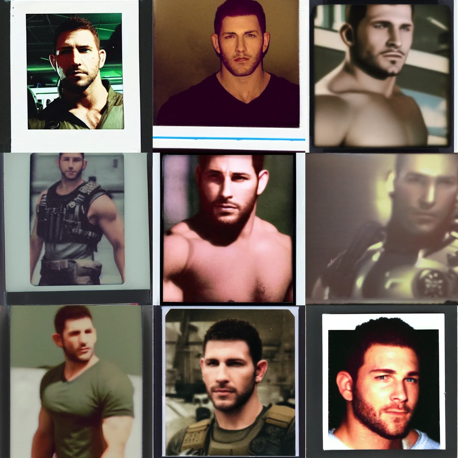 Image similar to a polaroid photo of chris redfield