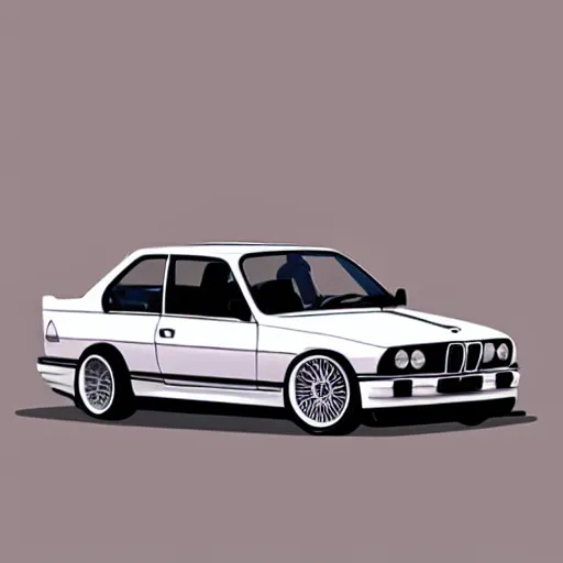 Prompt: bmw e 3 0, anime style