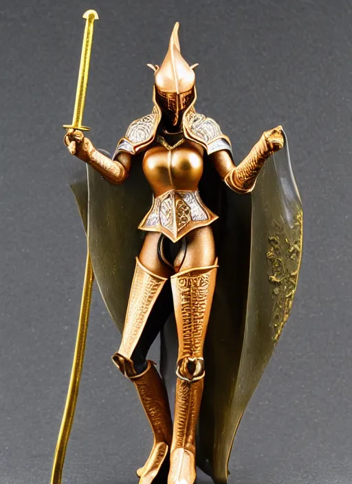 Prompt: 80mm, resin detailed model figure of Alchemy Imperial Princess knight gothic bronze