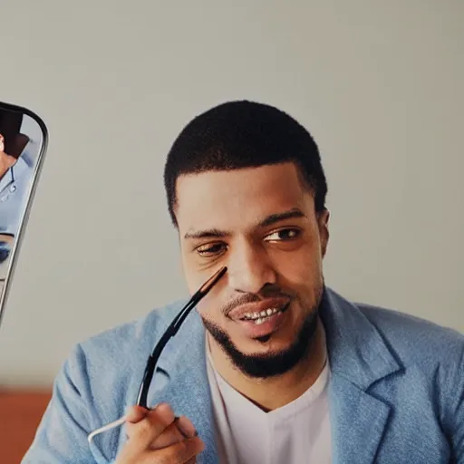 Prompt: “ man on video call with a doctor ”