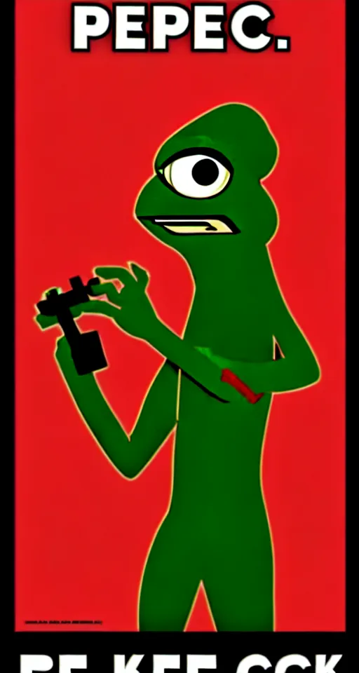 Prompt: pepe attack movie poster