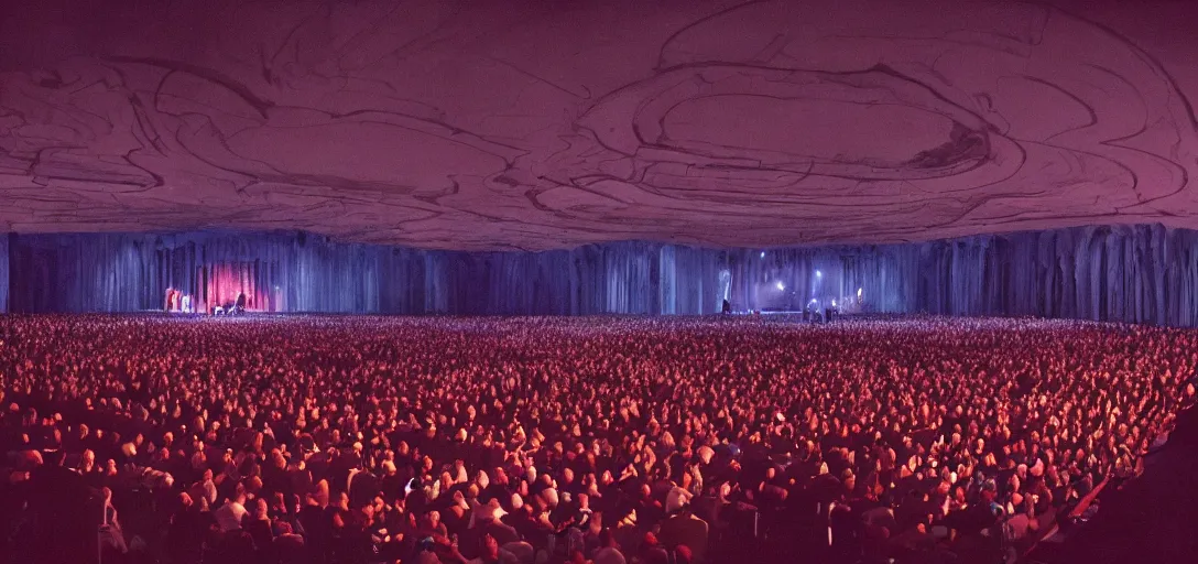 Image similar to a very high resolution image from a new movie. a beautiful concert during the night. photorealistic, photography, directed by stanley kubrick