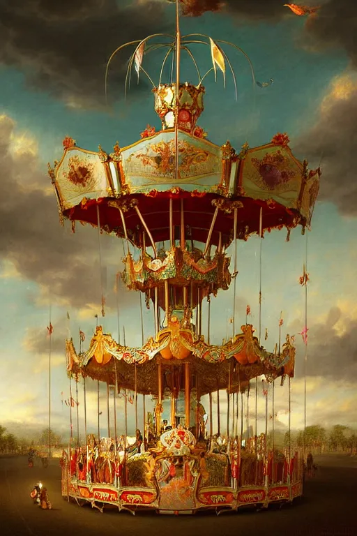 Prompt: a beautiful digital illustration painting of a fantasy carousel with painted horses by benoit b. mandelbrot, steven belledin, martin johnson heade, lee madgwick, caspar david friedrich, and david rios ferreira. 8 k resolution trending on artstation concept art digital illustration