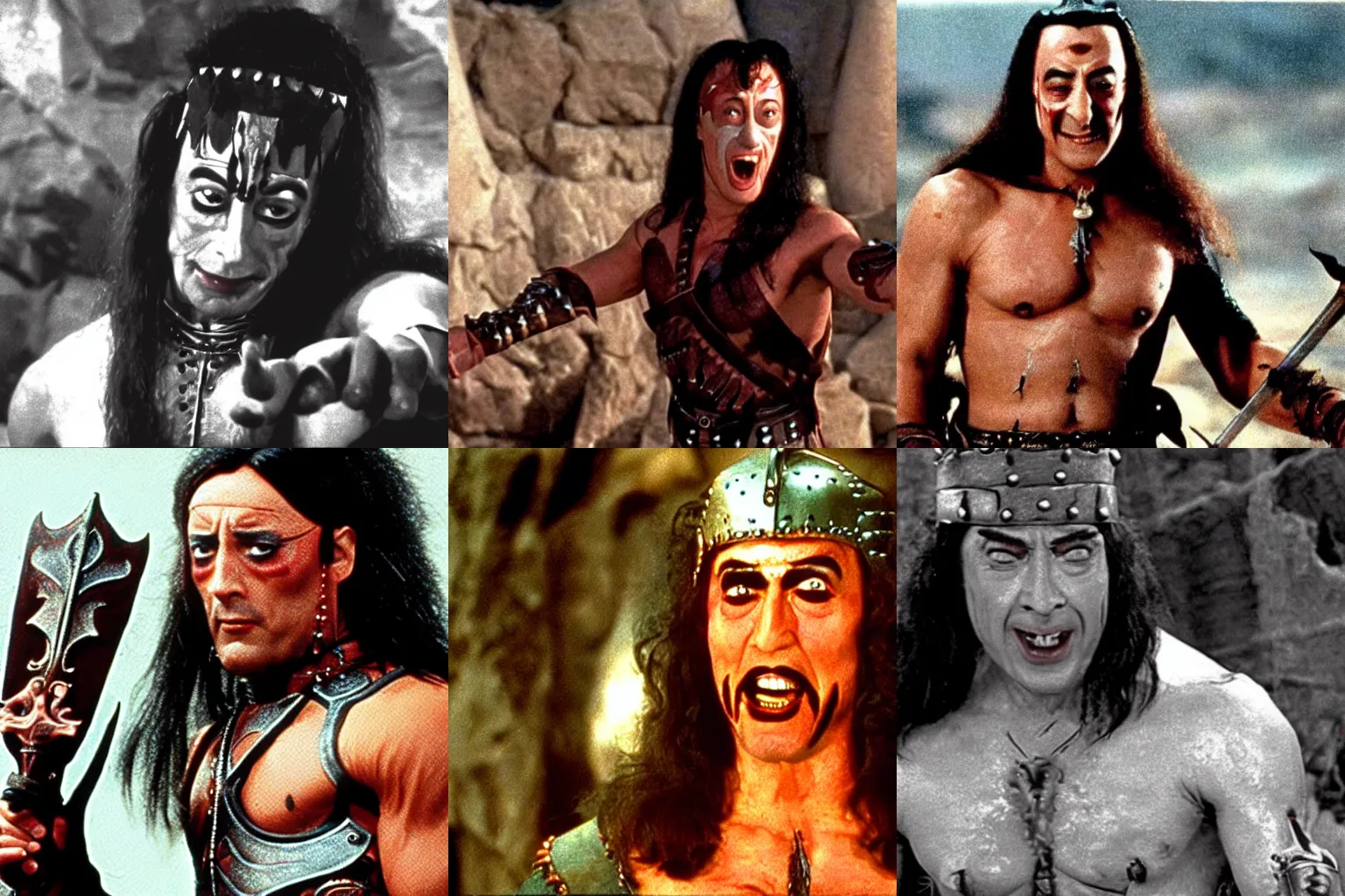 Prompt: film still of peewee herman as conan in conan the barbarian ( 1 9 8 2 )