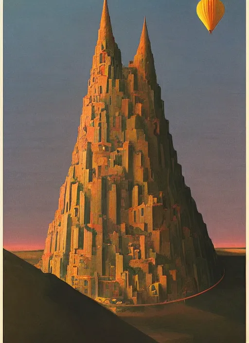 Prompt: tower of babel with birthday baloons Edward Hopper and James Gilleard, Zdzislaw Beksinski highly detailed