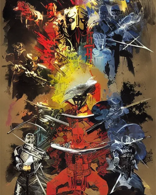 Image similar to the art of war poster by bill sienkiewicz and jaime jones