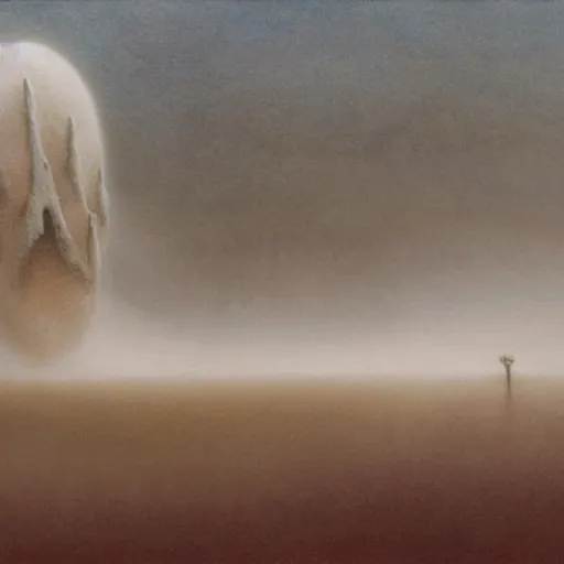 Image similar to zdzisław beksinski dust and wind monster 4 k