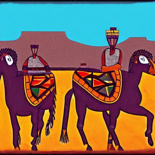 Image similar to Horses on the plains in Navajo art style