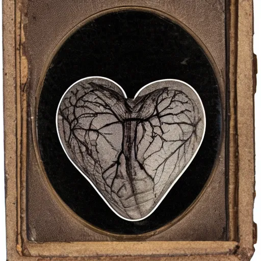 Image similar to tintype photo of a human heart