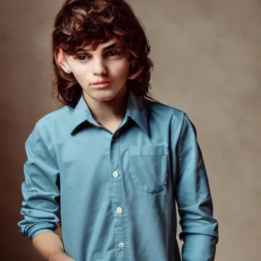 Image similar to long sleeved shirt on teenage boy with long hair