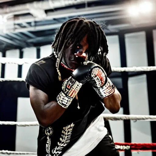 Prompt: chief keef in a boxing ring 4 k quality super realistic