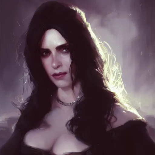 Image similar to yennefer, oil painting, Tooth Wu, Greg Rutkowski, RPG portrait, dynamic lighting, fantasy art, High contrast, depth of field