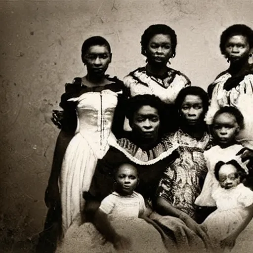 Prompt: 1 8 0 0 s afro family portrait, brazil, historical photograph