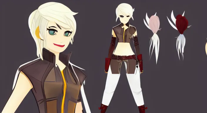 Prompt: Professional concept art of the latest character of the show RWBY