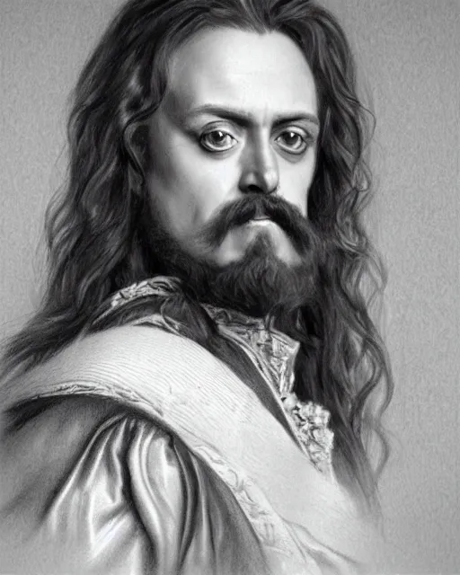 Image similar to pencil drawing of beautiful russian peter the great, hyper realistic face, in the style of greg rutkowski, fantasy, amazing detail, epic, elegant, smooth, sharp focus, from the front