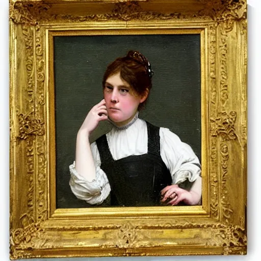 Prompt: young victorian lady being annoyed, painted by alfred stevens