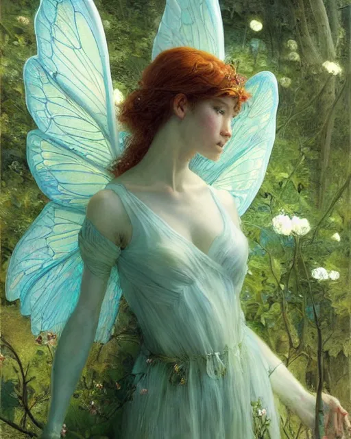 Prompt: a beautiful fairy, oil painting, by Edgar Maxence and Ross Tran and Michael Whelan