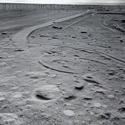 Image similar to moonwalker photo, city street on the moon, a detailed image of a future norilsk base, moon landscape