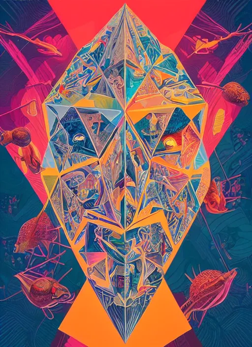 Prompt: brain pyramid, tristan eaton, victo ngai, artgerm, rhads, ross draws, hyperrealism, intricate detailed