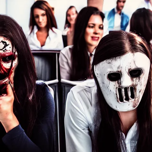 Image similar to horror movie slashers at a business conference. stock photo hd