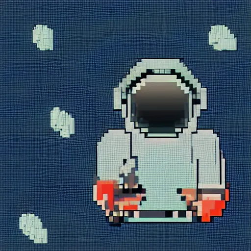 Prompt: a pixel sorted astronaut glitching into another dimension