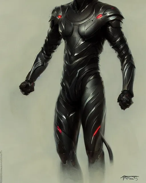 Image similar to sleek wiry muscular male smooth black pearlescent scifi armor, by greg rutkowski and mark brookes and jim burns and tom bagshaw and magali villeneuve, trending on artstation