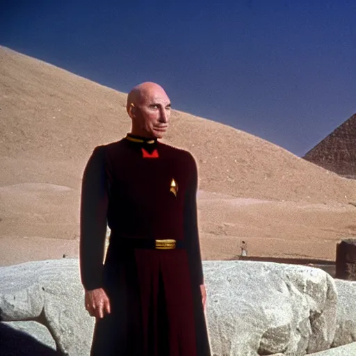 Prompt: captain jean - luc picard in ancient egypt