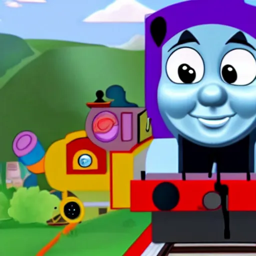 Image similar to thomas the tank engine in a my little pony episode