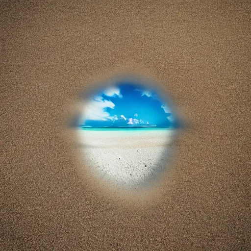Prompt: a beach, optical illusion