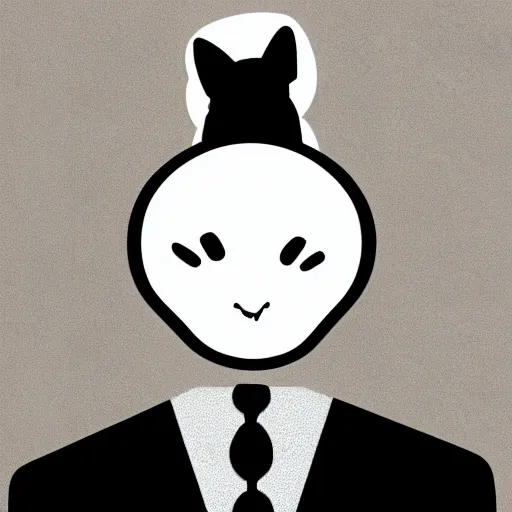 Image similar to waiter with a cat head, concept art