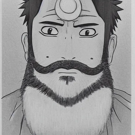 Image similar to a man with a beard, drawn by Masashi Kishimoto