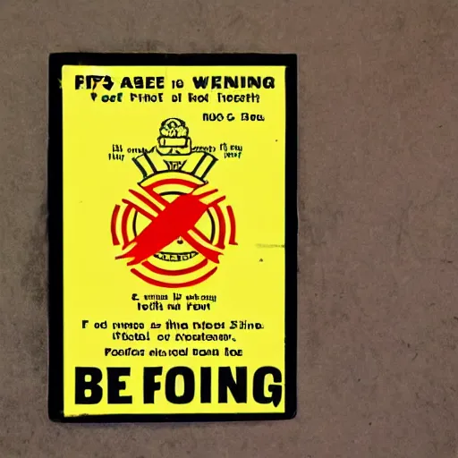 Image similar to vintage 1 9 6 0 s fire warning label