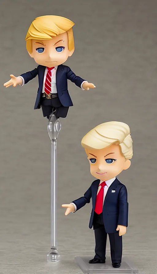 Prompt: singular donald trump nendoroid, well - designed, proportional, realistic lighting, chibi