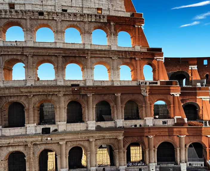 Prompt: 4 k hd, high detail photograph of roman colosseum, shot with sigma f / 4. 2, 2 5 0 mm sharp lens, wide shot, consistent, isometric view, volumetric lighting, high level texture render