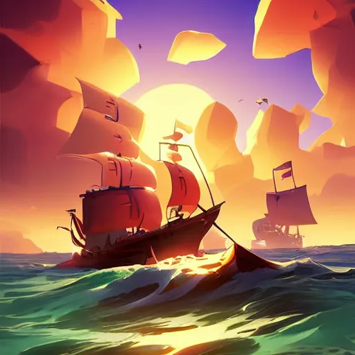 Image similar to painting treasure on sea of thieves game smooth median photoshop filter cutout vector, behance hd by jesper ejsing, by rhads, makoto shinkai and lois van baarle, ilya kuvshinov, rossdraws global illumination