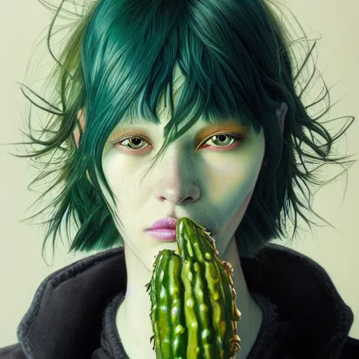 Image similar to pickle avatar portrait by gaston bussierre and charles vess and james jean and erik jones and rhads, inspired by ghost in the shell, beautiful fine face features, intricate high details, sharp, ultradetailed