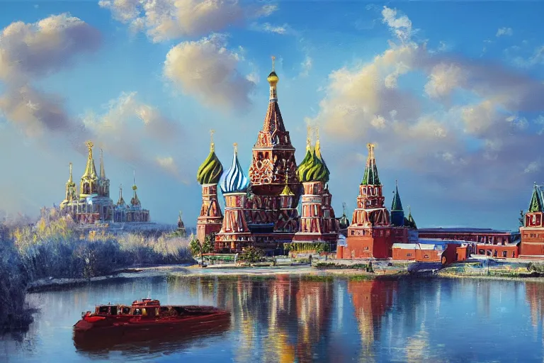 Image similar to beautiful russia of the future, oil painting, trending on artstation