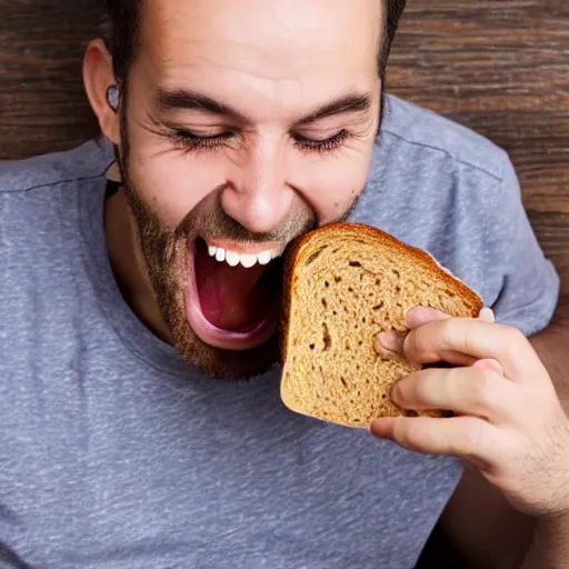 Image similar to Man happily eating mouldy bread